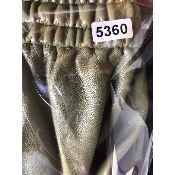 Natori Faux Leather Joggers Pants Pull On Elastic Drawstring Waist Olive XS - Picture 10 of 10